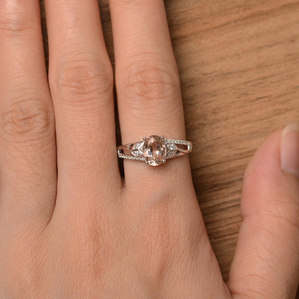 Oval Cut Morganite Engagement Rings - Palmary