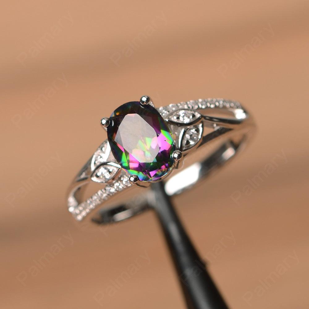 Oval Cut Mystic Topaz Engagement Rings - Palmary