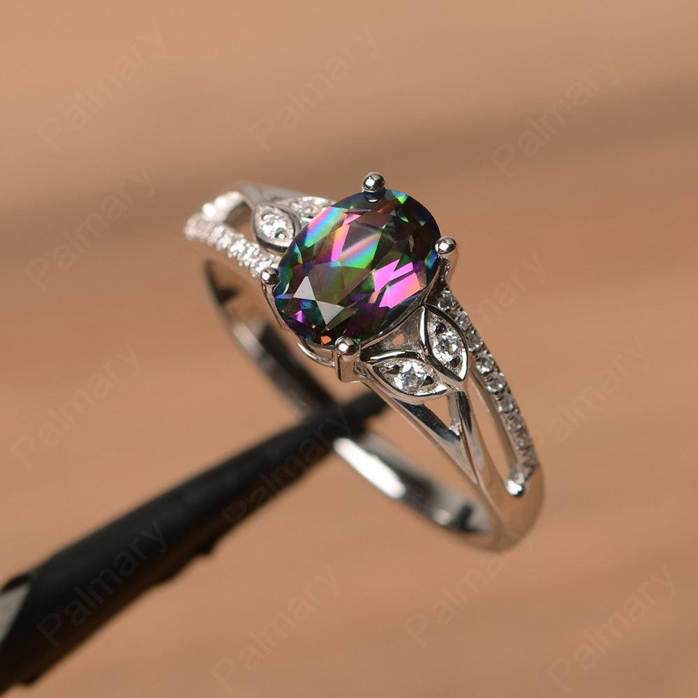 Oval Cut Mystic Topaz Engagement Rings - Palmary