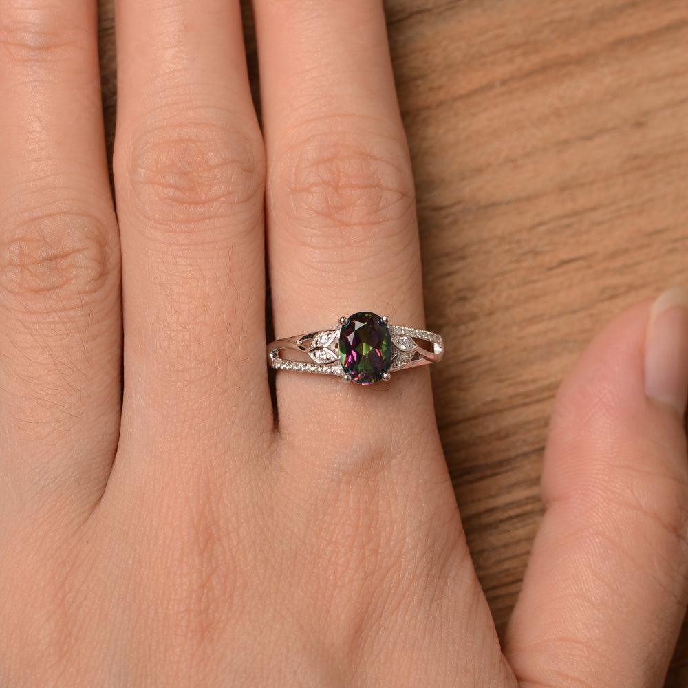 Oval Cut Mystic Topaz Engagement Rings - Palmary