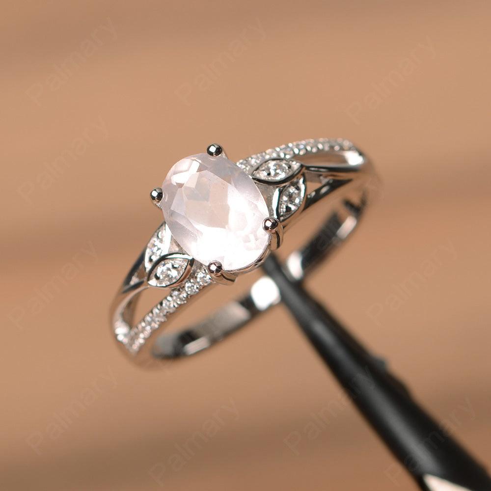Oval Cut Rose Quartz Engagement Rings - Palmary
