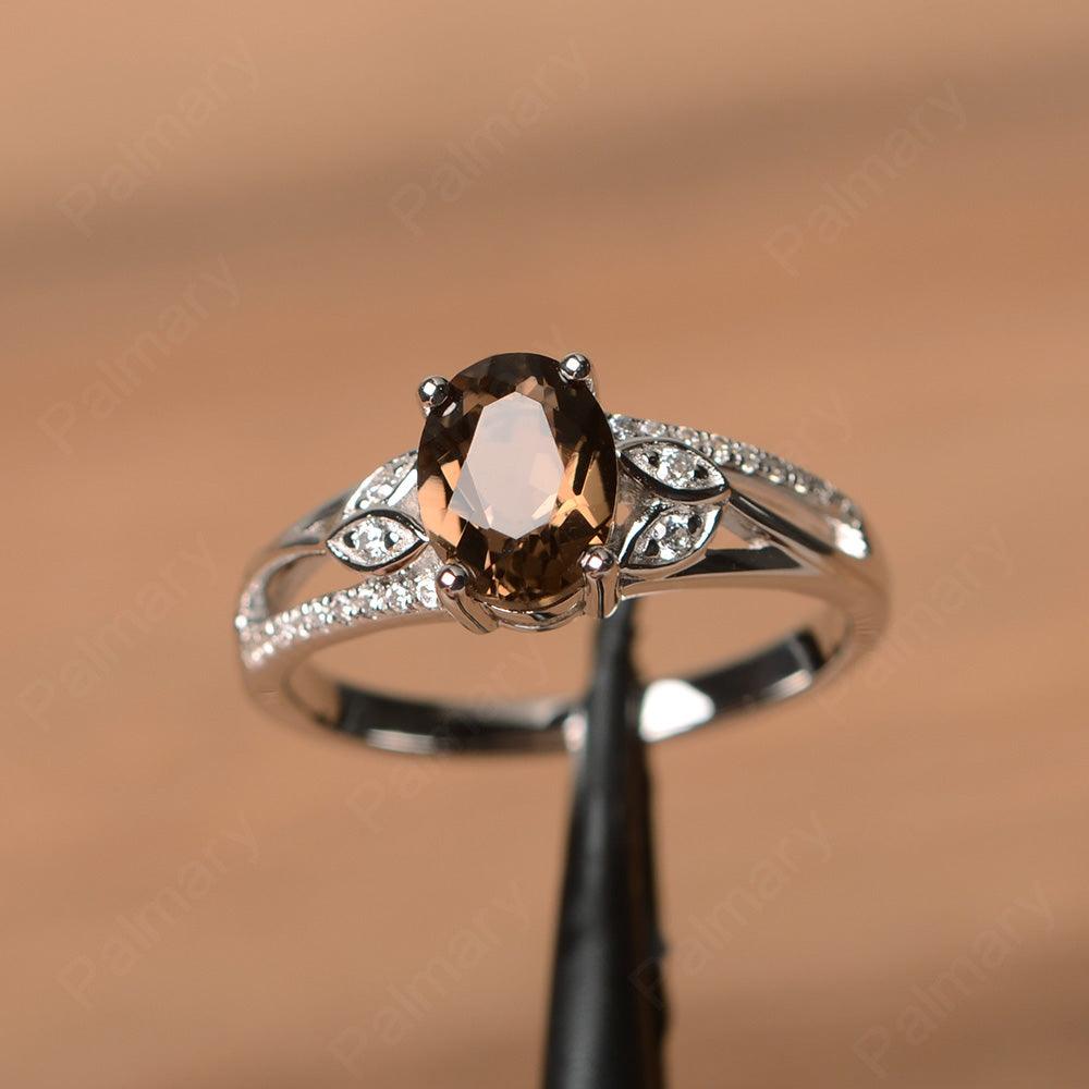 Oval Cut Smoky Quartz  Engagement Rings - Palmary