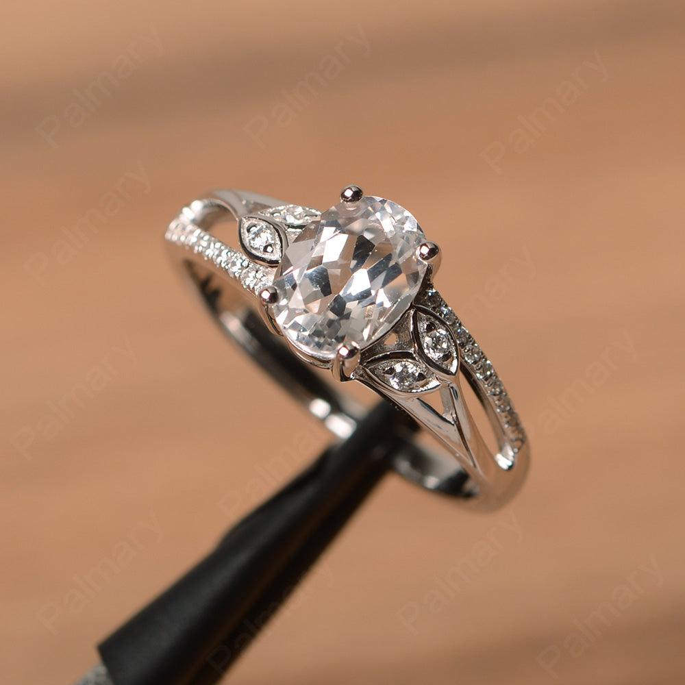 Oval Cut White Topaz Engagement Rings - Palmary