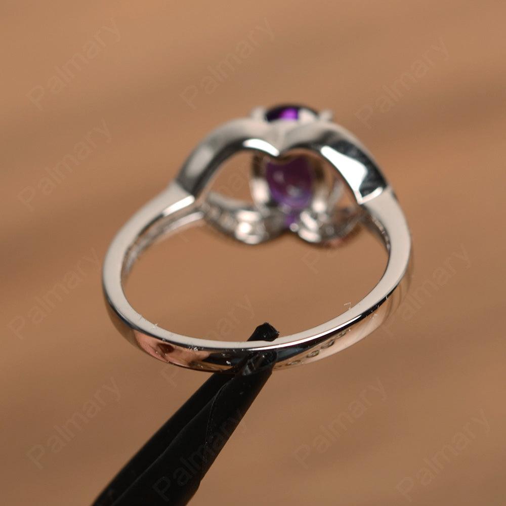 Oval Cut Amethyst Split Wedding Rings - Palmary