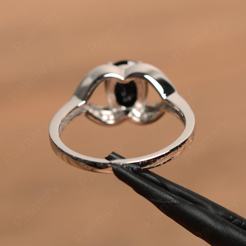 Oval Cut Black Spinel Split Wedding Rings - Palmary