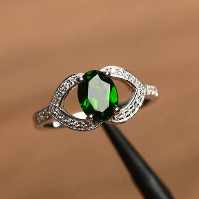 Oval Cut Diopside Split Wedding Rings - Palmary