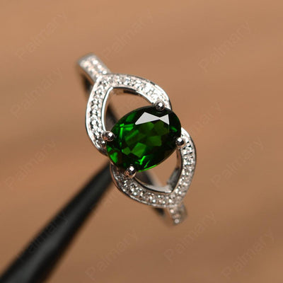 Oval Cut Diopside Split Wedding Rings - Palmary