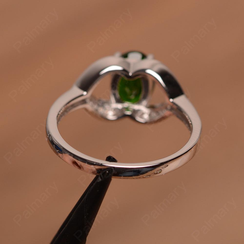 Oval Cut Diopside Split Wedding Rings - Palmary