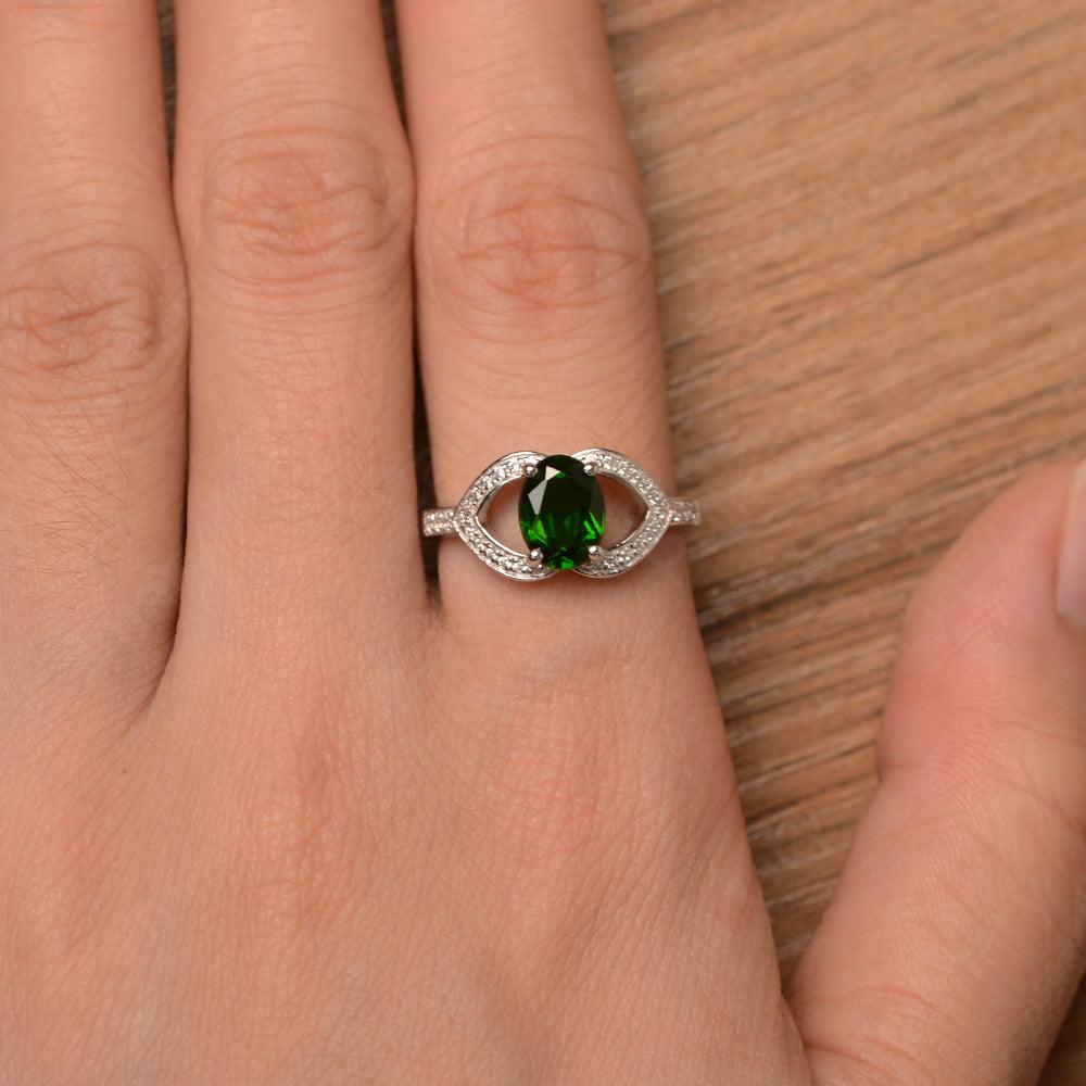 Oval Cut Diopside Split Wedding Rings - Palmary