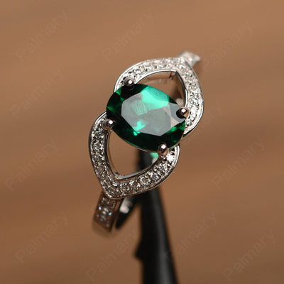 Oval Cut Emerald Split Wedding Rings - Palmary