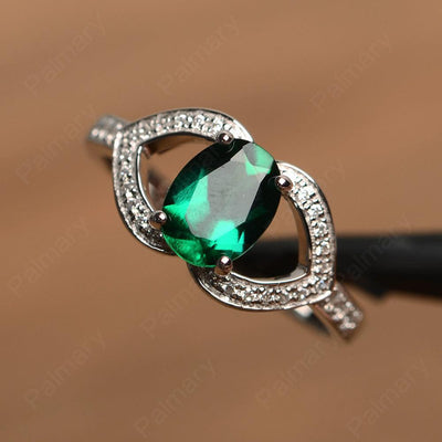 Oval Cut Emerald Split Wedding Rings - Palmary