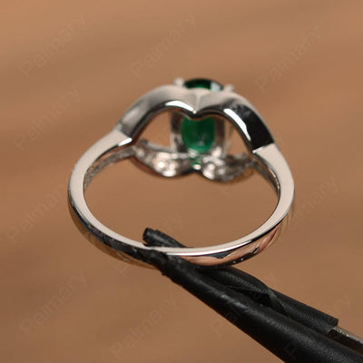 Oval Cut Emerald Split Wedding Rings - Palmary