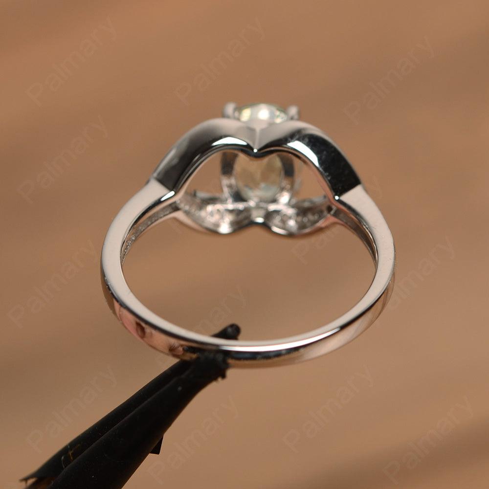 Oval Cut Green Amethyst Split Wedding Rings - Palmary