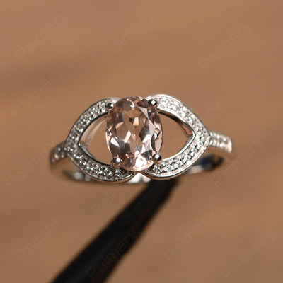 Oval Cut Morganite Split Wedding Rings - Palmary
