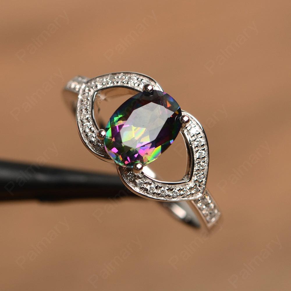 Oval Cut Mystic Topaz Split Wedding Rings - Palmary