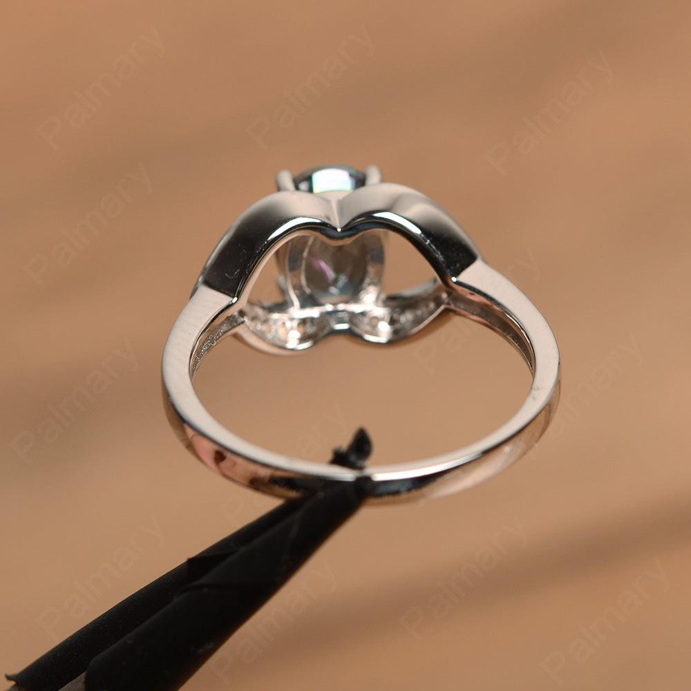 Oval Cut Mystic Topaz Split Wedding Rings - Palmary