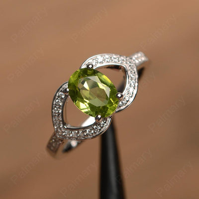 Oval Cut Peridot Split Wedding Rings - Palmary