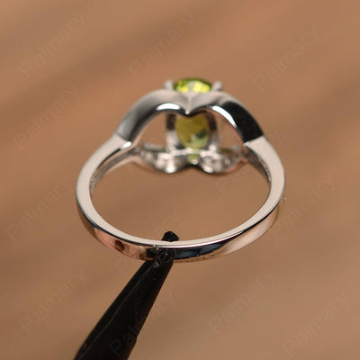 Oval Cut Peridot Split Wedding Rings - Palmary