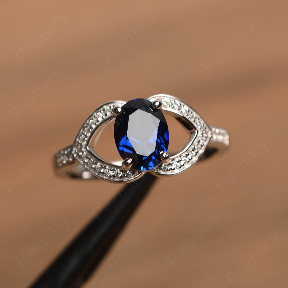Oval Cut Sapphire Split Wedding Rings - Palmary