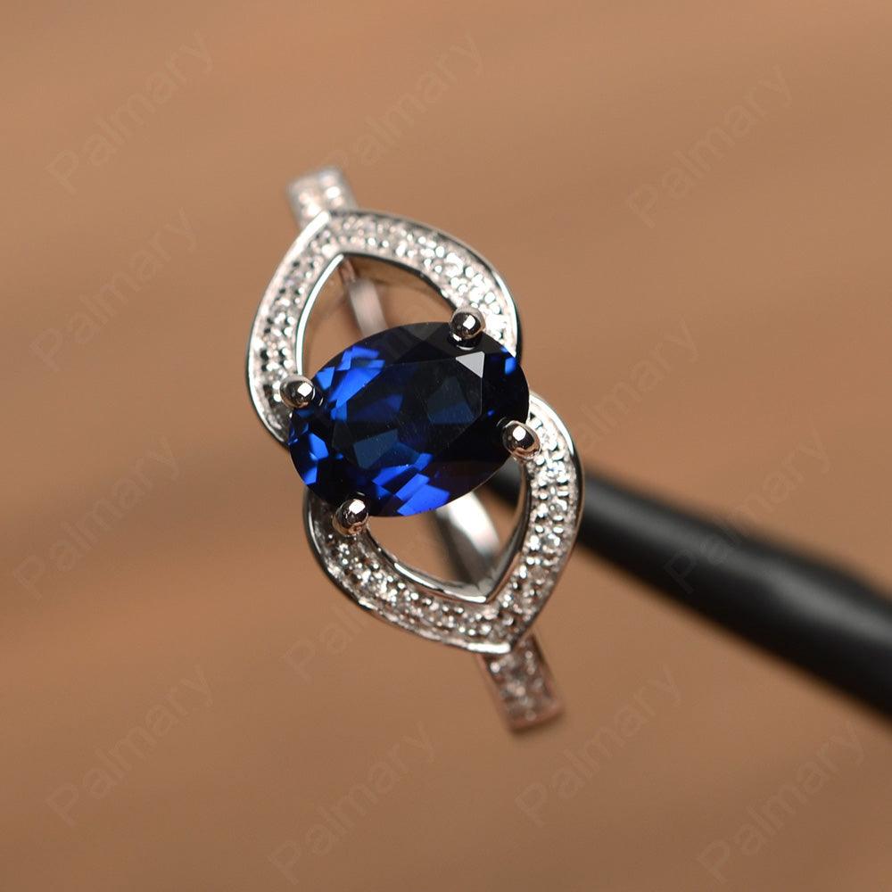Oval Cut Sapphire Split Wedding Rings - Palmary