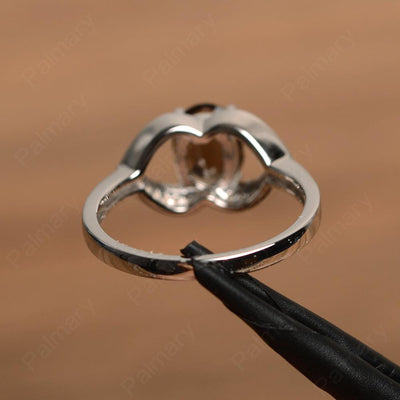 Oval Cut Smoky Quartz  Split Wedding Rings - Palmary