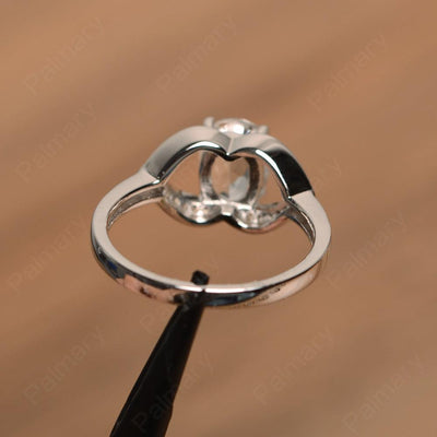Oval Cut White Topaz Split Wedding Rings - Palmary
