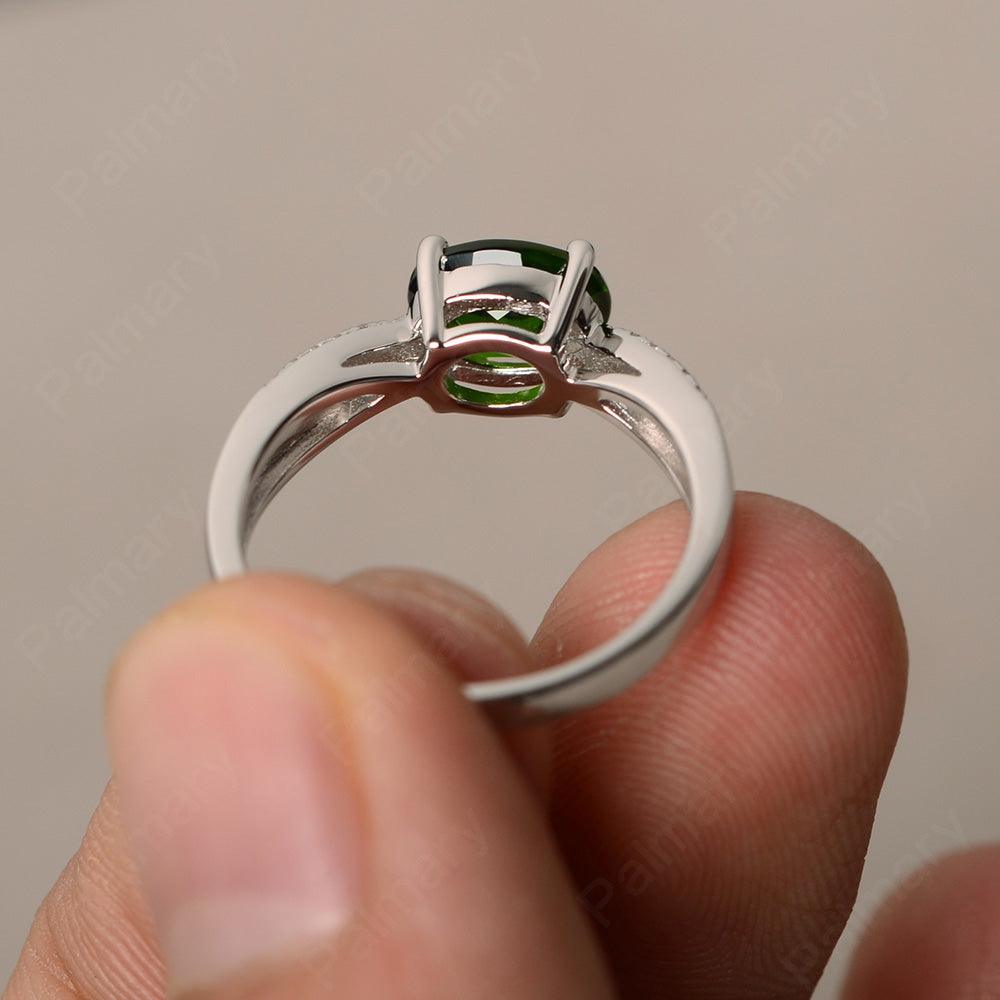 East West Oval Diopside Split Shank Ring - Palmary