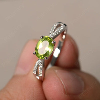 East West Oval Peridot Split Shank Ring - Palmary