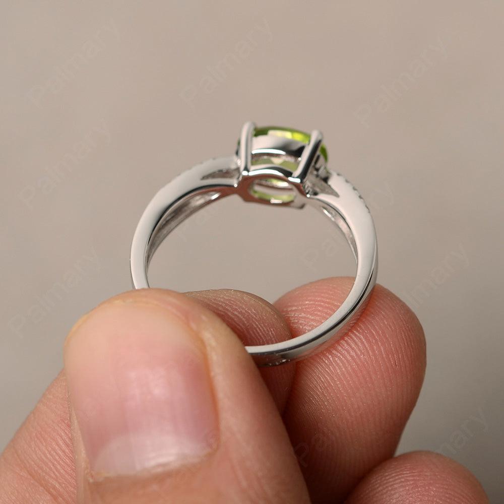 East West Oval Peridot Split Shank Ring - Palmary