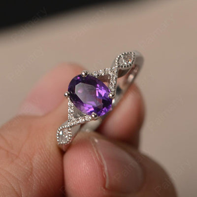 Oval Cut Amethyst Ring Sterling Silver - Palmary