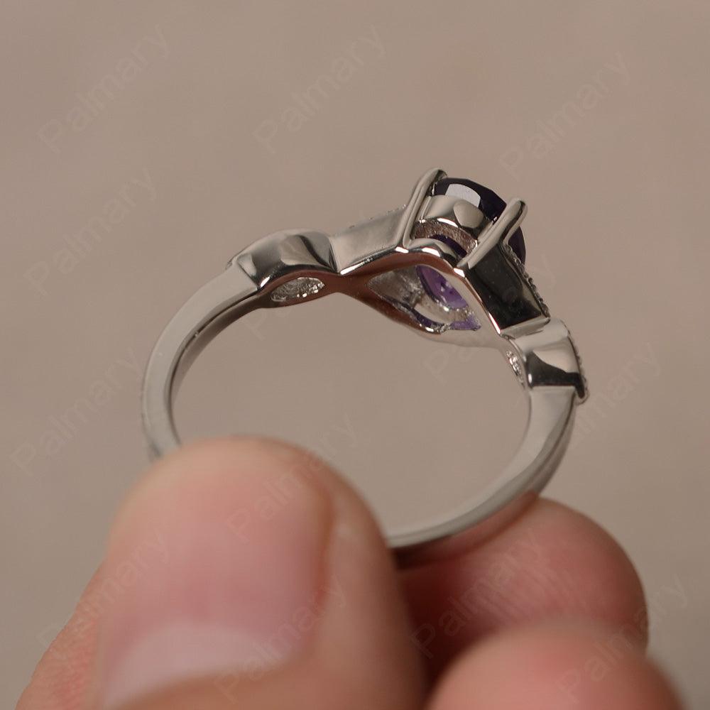 Oval Cut Amethyst Ring Sterling Silver - Palmary