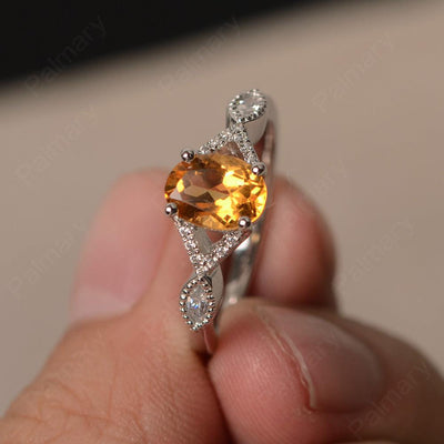 Oval Cut Citrine Ring Sterling Silver - Palmary