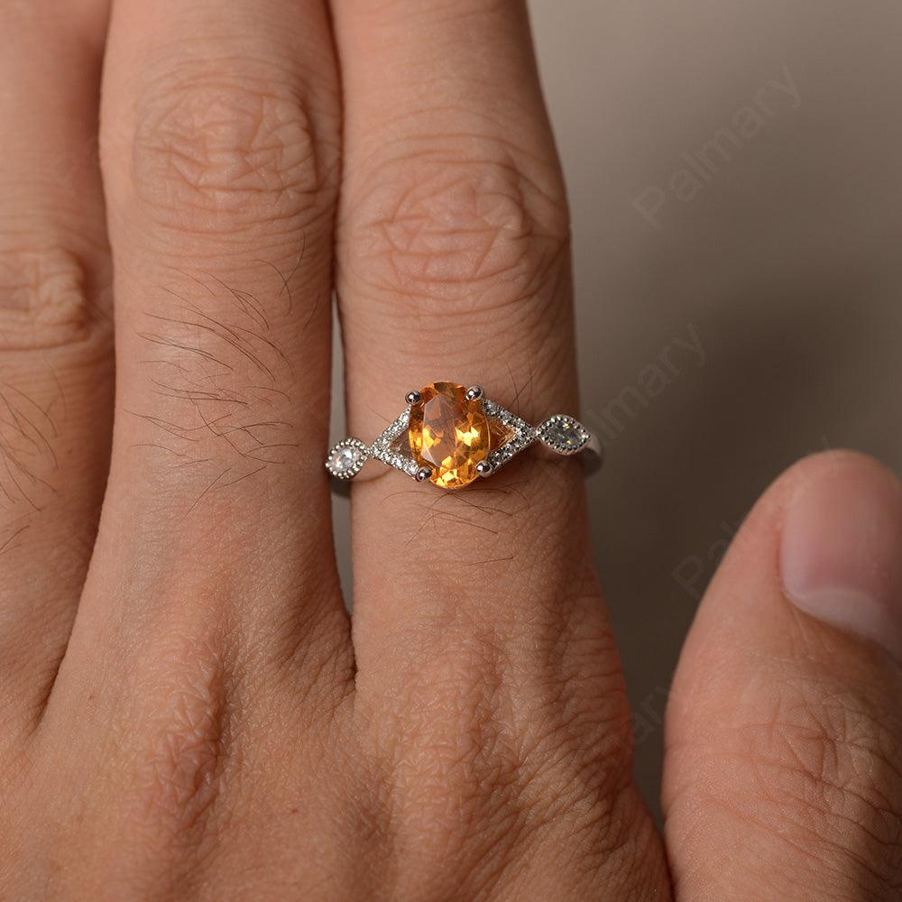 Oval Cut Citrine Ring Sterling Silver - Palmary