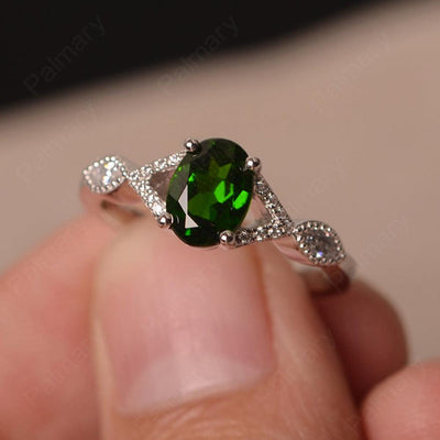Oval Cut Diopside Ring Sterling Silver - Palmary