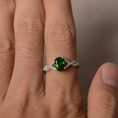 Oval Cut Diopside Ring Sterling Silver - Palmary