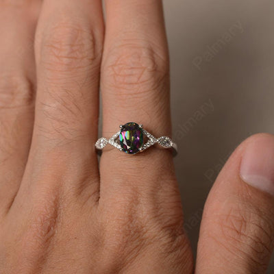 Oval Cut Mystic Topaz Ring Sterling Silver - Palmary