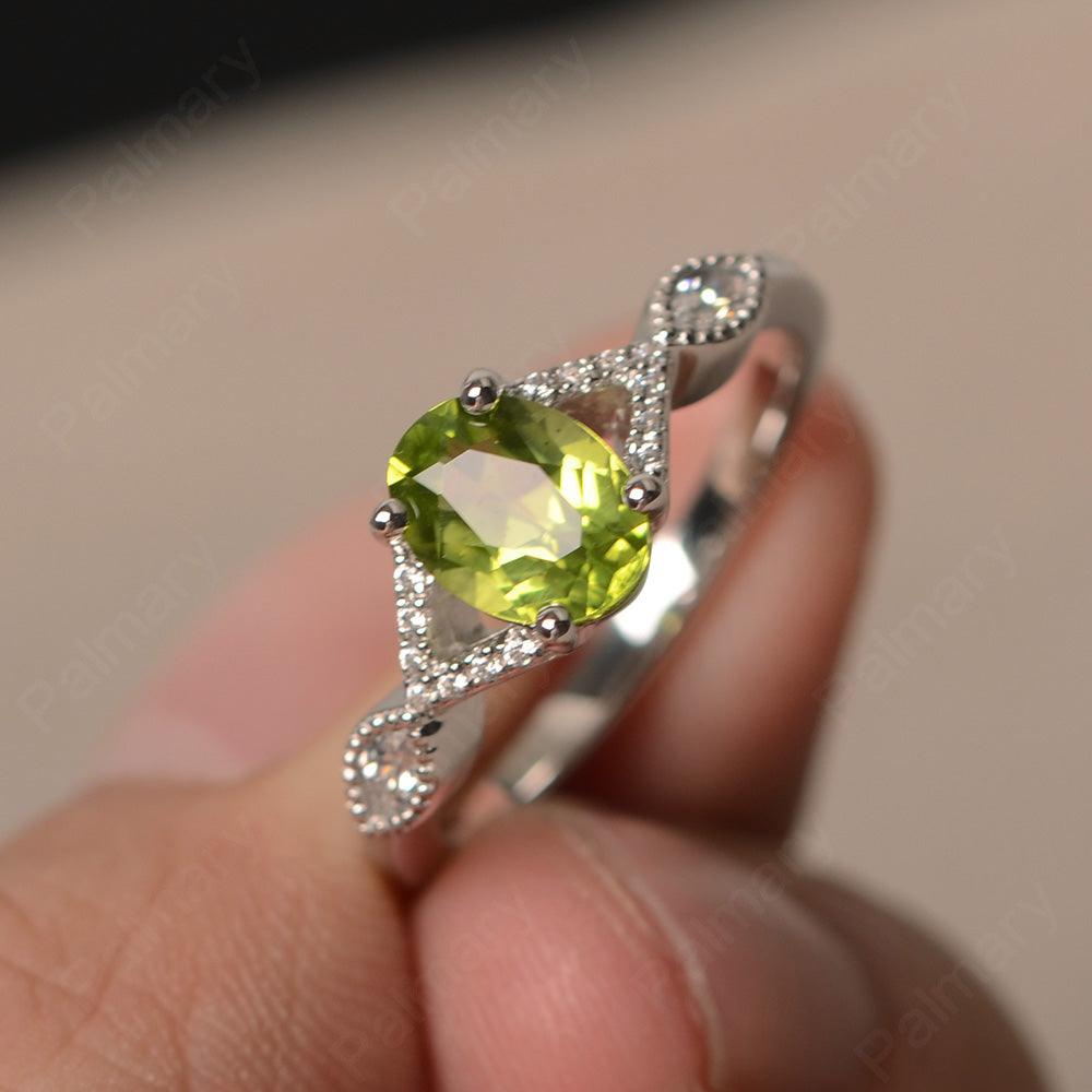 Oval Cut Peridot Ring Sterling Silver - Palmary