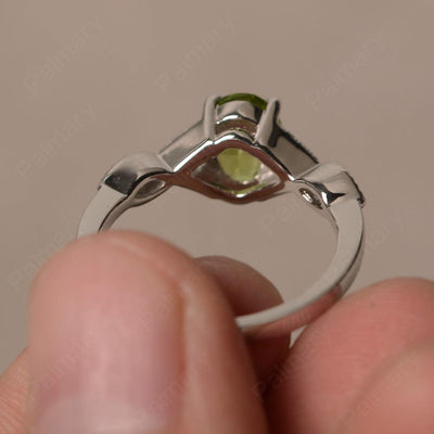 Oval Cut Peridot Ring Sterling Silver - Palmary