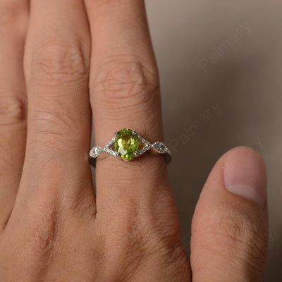 Oval Cut Peridot Ring Sterling Silver - Palmary