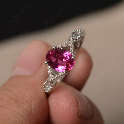 Oval Cut Ruby Ring Sterling Silver - Palmary