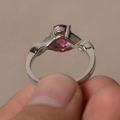 Oval Cut Ruby Ring Sterling Silver - Palmary