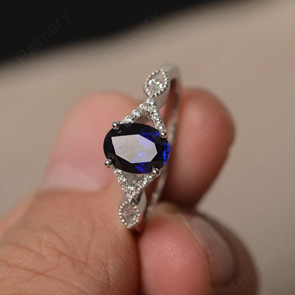Oval Cut Sapphire Ring Sterling Silver - Palmary