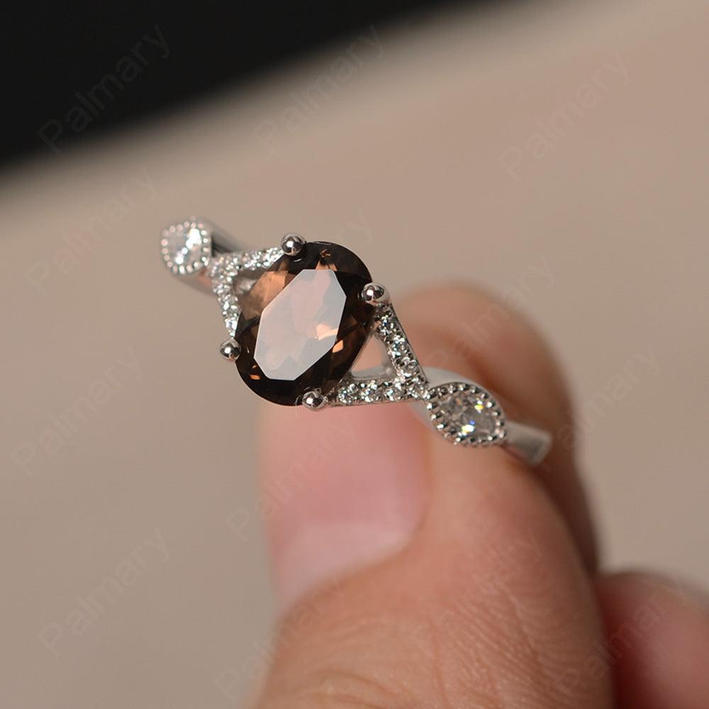 Oval Cut Smoky Quartz  Ring Sterling Silver - Palmary