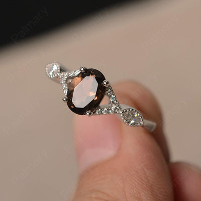 Oval Cut Smoky Quartz  Ring Sterling Silver - Palmary