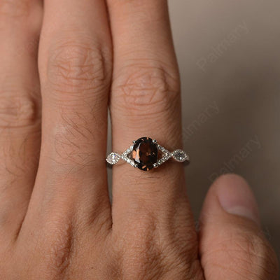 Oval Cut Smoky Quartz  Ring Sterling Silver - Palmary