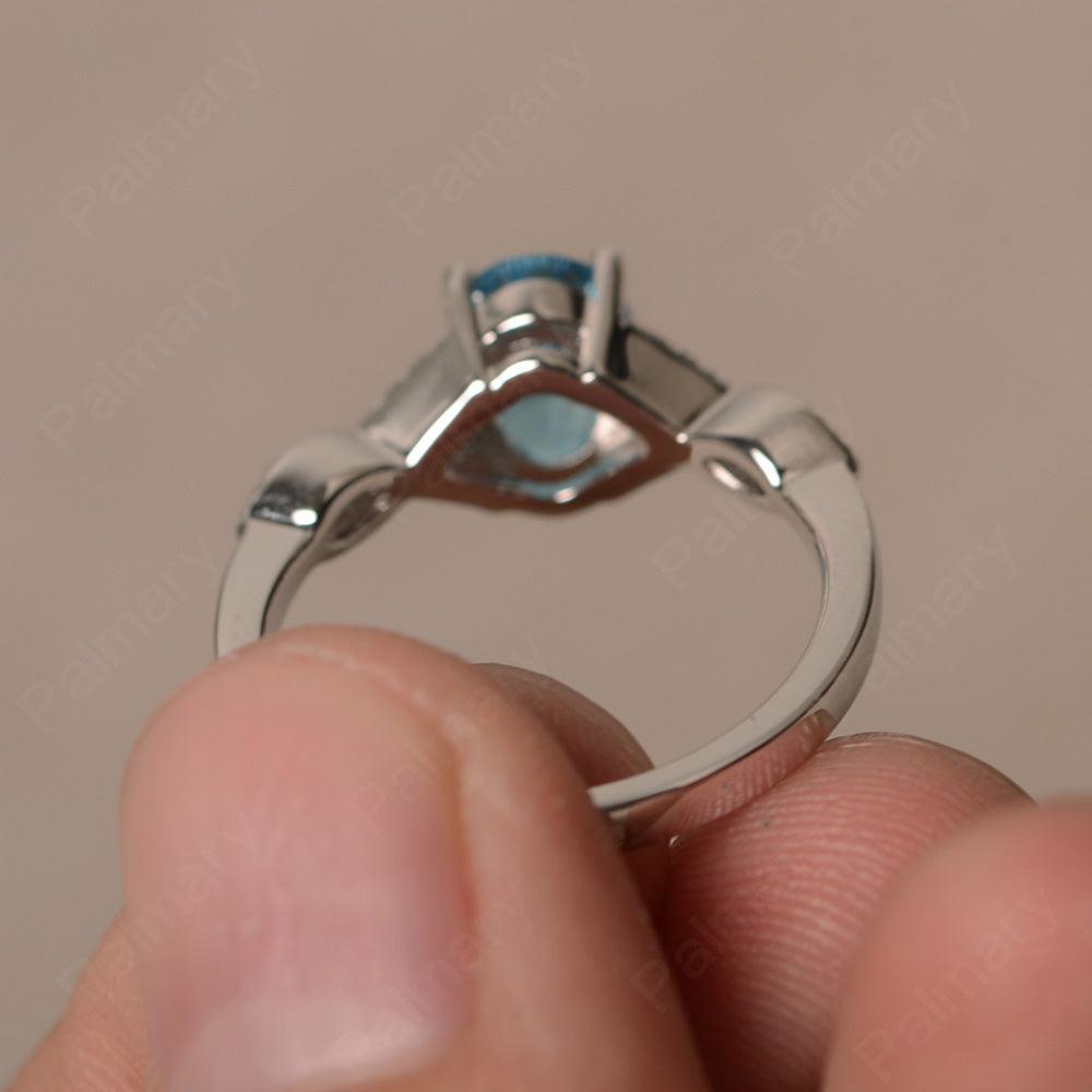 Oval Cut Swiss Blue Topaz Ring Sterling Silver - Palmary