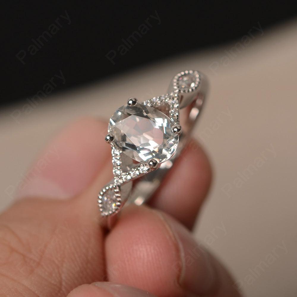 Oval Cut White Topaz Ring Sterling Silver - Palmary