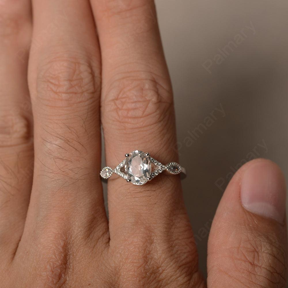 Oval Cut White Topaz Ring Sterling Silver - Palmary