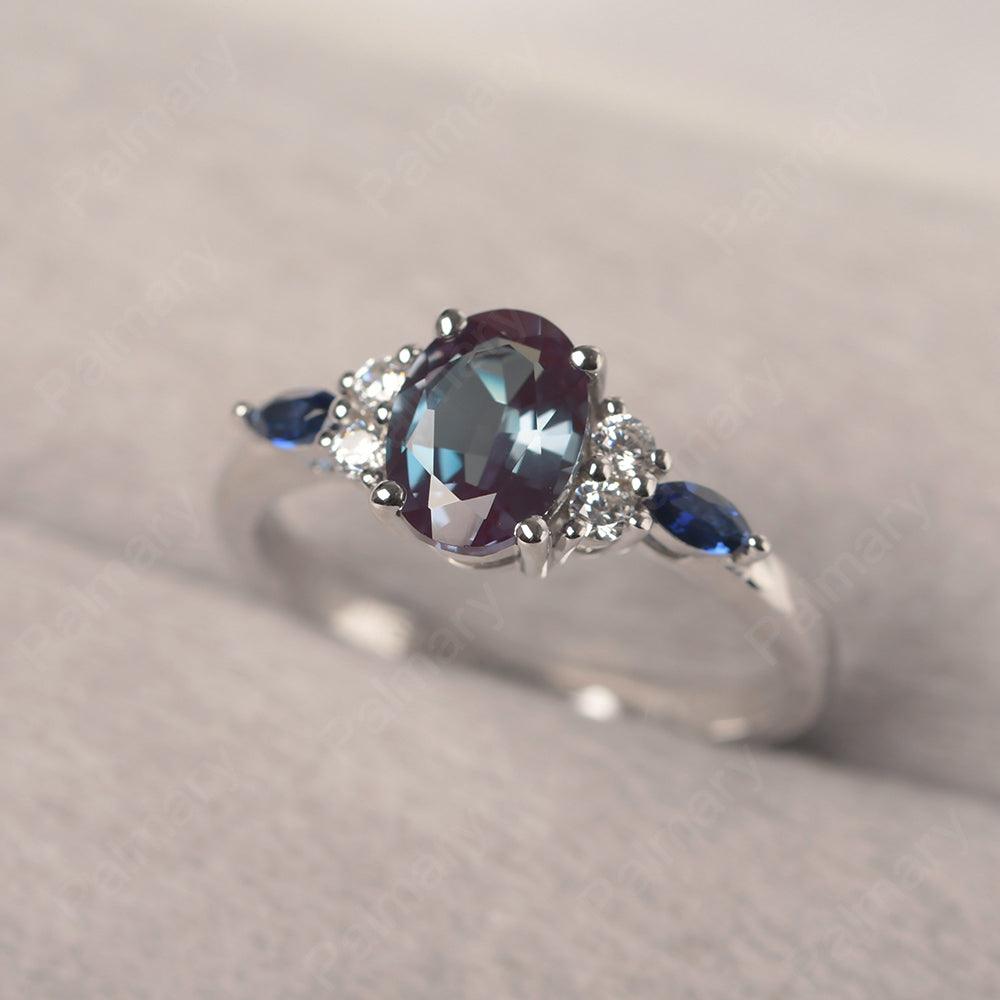 Oval Cut Alexandrite Promise Ring Sterling Silver - Palmary