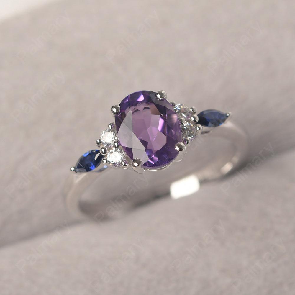 Oval Cut Amethyst Promise Ring Sterling Silver - Palmary